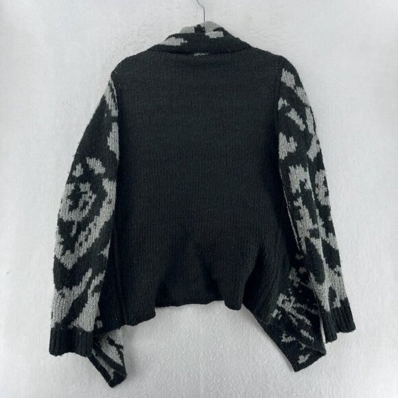 Prana Alberta Reversible Sweater Women M Black Gray Abstract Open Front Cardigan - Picture 8 of 14